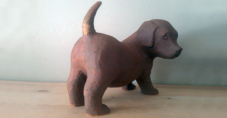 Ceramic Puppy Sculpture
