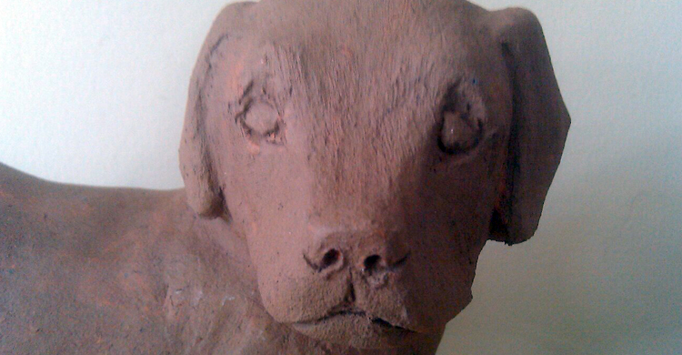 Ceramic Puppy Sculpture